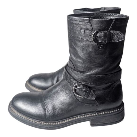 M. GEMI The Motore Pull On Black Leather Mid Calf Boot Size 38 - Picture 3 of 9